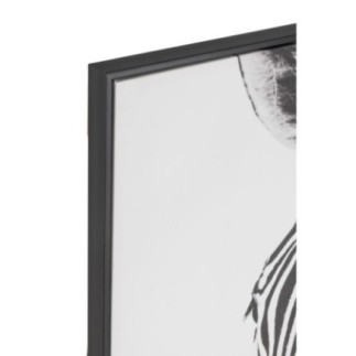Déco murale en toile plastique et bois noir et blanc 103x143x4,3cm