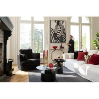 Déco murale en toile plastique et bois noir et blanc 103x143x4,3cm