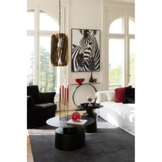 Déco murale en toile plastique et bois noir et blanc 103x143x4,3cm