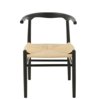 Sedia in legno di faggio e corda nera 52x56x76 cm