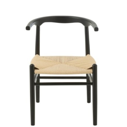 Sedia in legno di faggio e corda nera 52x56x76 cm