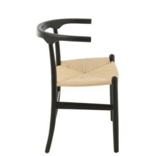 Chaise en bois de hêtre et corde noir 52x56x76 cm