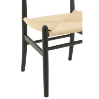 Chaise en bois de hêtre et corde noir 52x56x76 cm