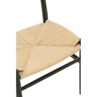 Chaise en bois de hêtre et corde noir 52x56x76 cm