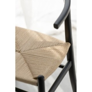 Chaise en bois de hêtre et corde noir 52x56x76 cm