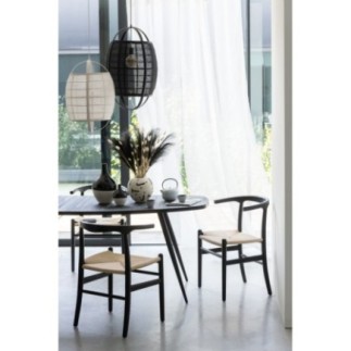 Chaise en bois de hêtre et corde noir 52x56x76 cm