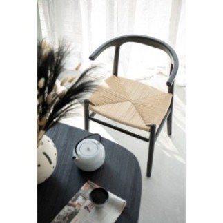 Chaise en bois de hêtre et corde noir 52x56x76 cm