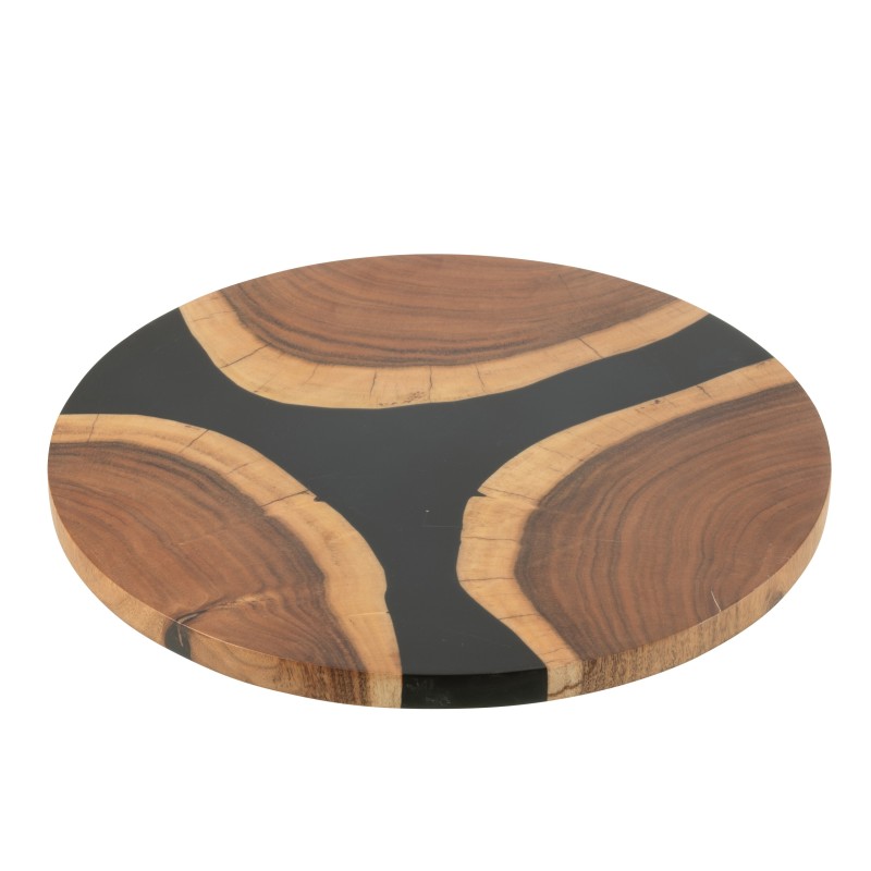 Tagliere rotondo in legno di acacia e resina nera, 41 x 2 cm