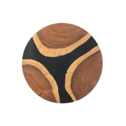 Tagliere rotondo in legno di acacia e resina nera, 41 x 2 cm