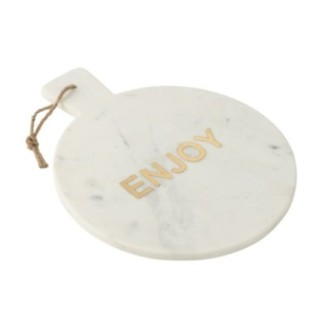Tagliere rotondo per formaggi in marmo bianco 38x30x1,5 cm