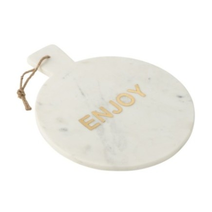 Tábua redonda para queijos em mármore branco, 38 x 30 x 1,5 cm