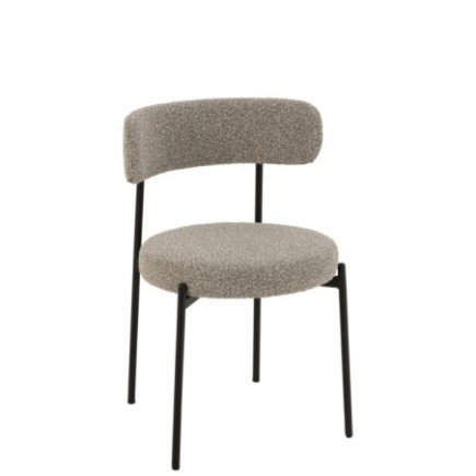 Chaise en bouclé contreplaqué et polyester gris 51x52,5x76,5cm