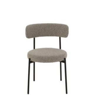 Chaise en bouclé contreplaqué et polyester gris 51x52,5x76,5cm