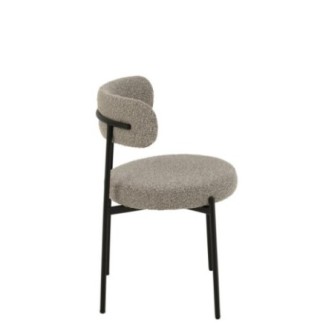 Chaise en bouclé contreplaqué et polyester gris 51x52,5x76,5cm