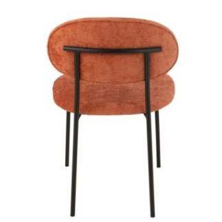 Silla de comedor de tela y metal naranja, 51 x 55 x 82 cm