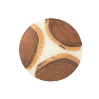 Planche à découper ronde en acacia et résine blanc ø41x2cm
