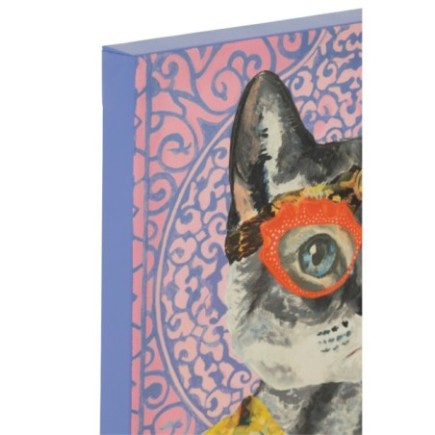 Décoration murale chat pop art en toile 40x50x3.8 cm