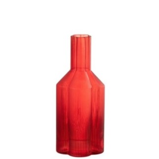 Carafe fiore en verre rouge 11x27x11 cm