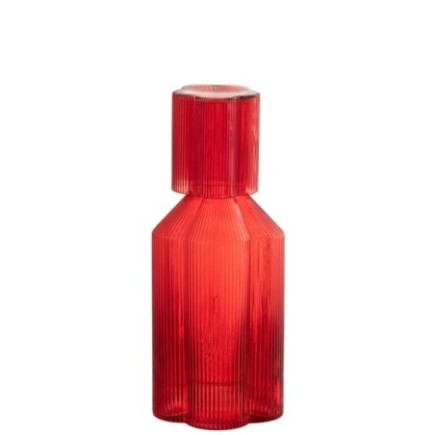 Carafe fiore en verre rouge 11x27x11 cm