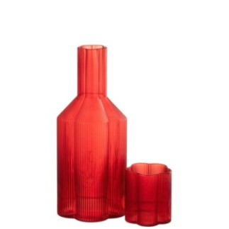 Jarra «Fiore» de cristal rojo, 11 x 27 x 11 cm