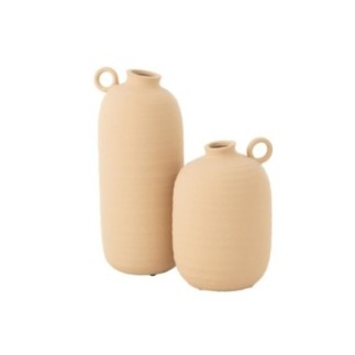 Vaso Cassia em barro bege, 16,5 x 16,5 x 38 cm