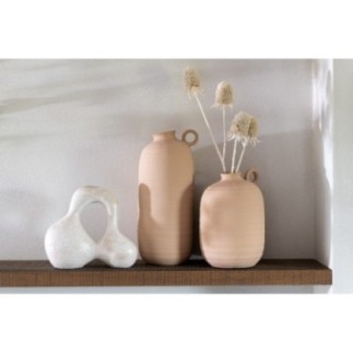 Vaso Cassia em barro bege, 16,5 x 16,5 x 38 cm