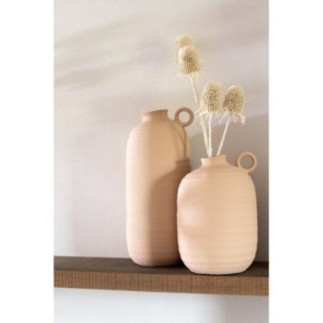 Vaso Cassia em barro bege, 16,5 x 16,5 x 38 cm