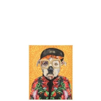 Toile déco murale chien en toile et pin 50x40x3.8cm
