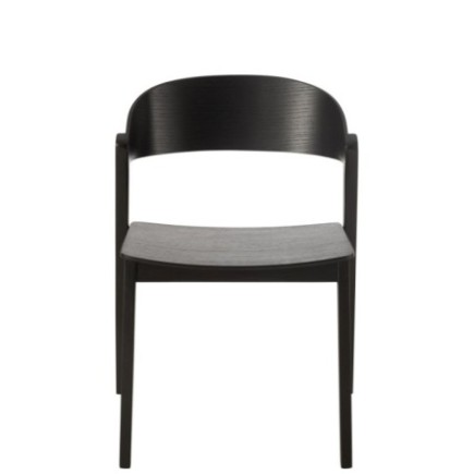 Chaise en chêne et contreplaqué noire 56,7x51,8x75,7 cm