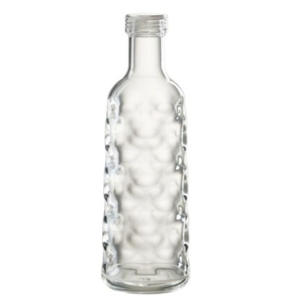 Bottiglia martellata in plastica trasparente, 9,8 x 9,8 x 29,7 cm