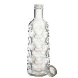 Garrafa de plástico transparente com efeito martelado, 9,8 x 9,8 x 29,7 cm