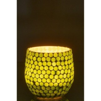 Portavelas de cristal verde, 9,5 x 9 x 9,5 cm