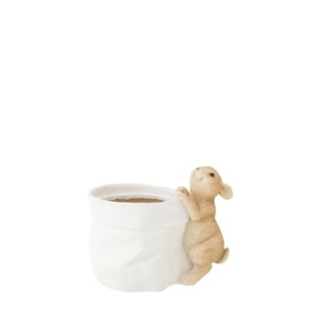 Vaso em pó de cal verde-limão e branco 23,5 x 15,5 x 18,5 cm