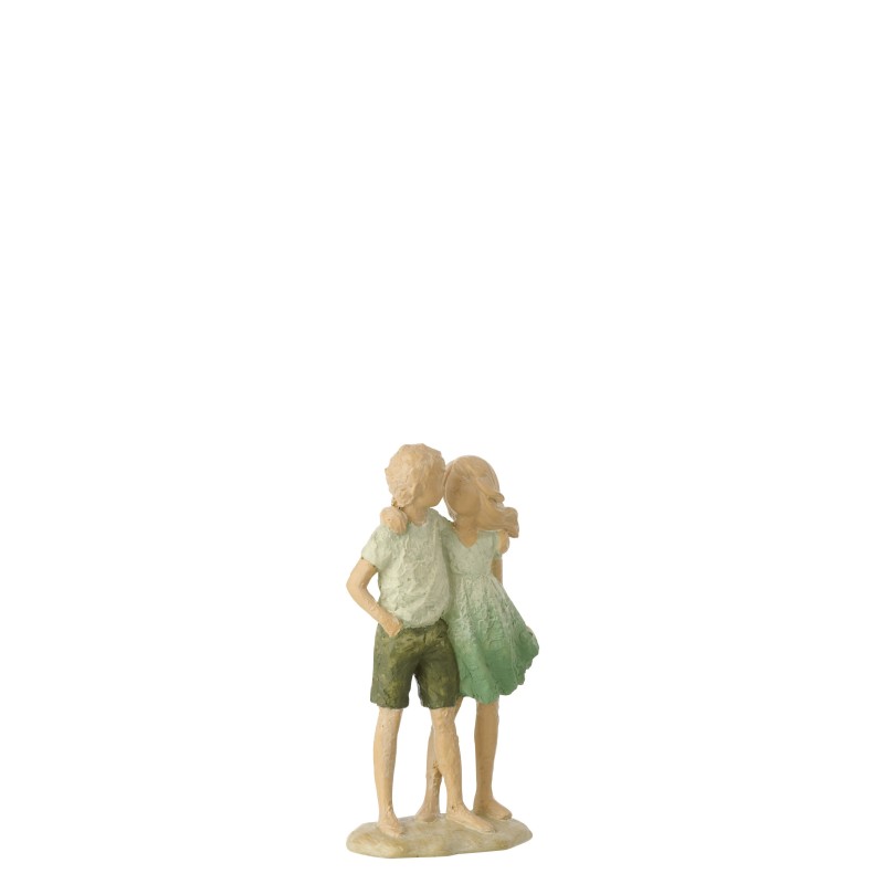 Figurine per bambini in poliresina, verde ed ecru, 10x5x17 cm Figurine per bambini in poliresina, verde ed ecru, 10x5x17 cm