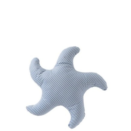 Almofada em forma de estrela do mar em poliéster azul e branco, 40 x 5 x 40 cm