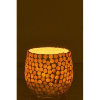Castiçal de vidro amarelo 9,5 x 9 x 9,5 cm
