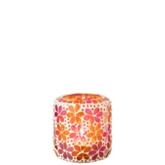 Castiçal de vidro rosa 10 x 10 x 11 cm