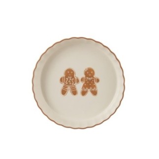 Molde para tartas de gres blanco y caramelo, 26 x 26 x 4,5 cm
