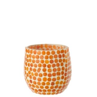 Bougeoir en verre orange 9,5x9x9,5 cm