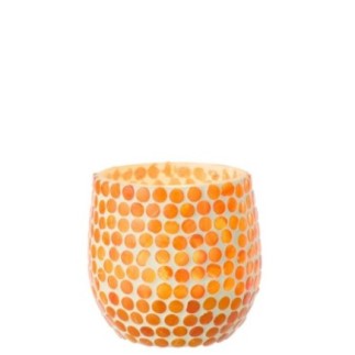Bougeoir en verre orange 9,5x9x9,5 cm