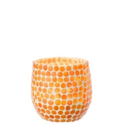 Portavelas de cristal naranja, 9,5 x 9 x 9,5 cm