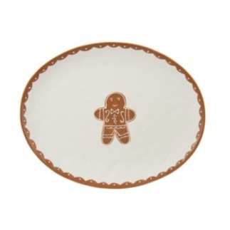 Piatto da biscotti in dolomite bianca e caramello 38,5x31x3 cm
