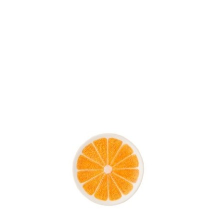 Assiette en dolomite orange et blanc 19x19x2 cm