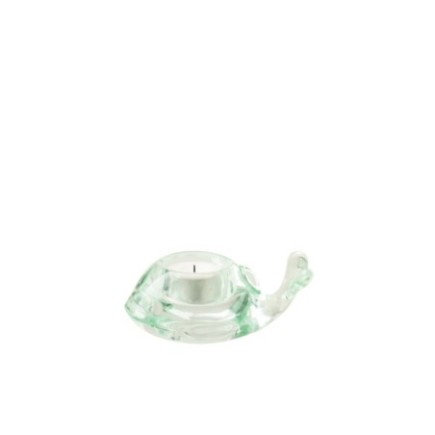 Bougeoir en verre vert 11x7,5x5 cm