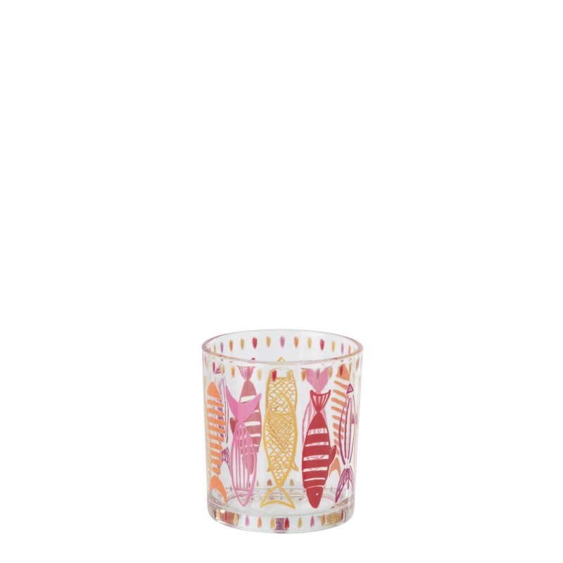 Photophore en verre rose et orange 8x7,3x7,3 cm Photophore en verre rose et orange 8x7,3x7,3 cm