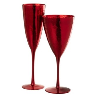 Taça de champanhe em vidro vermelho 7x7x26 cm