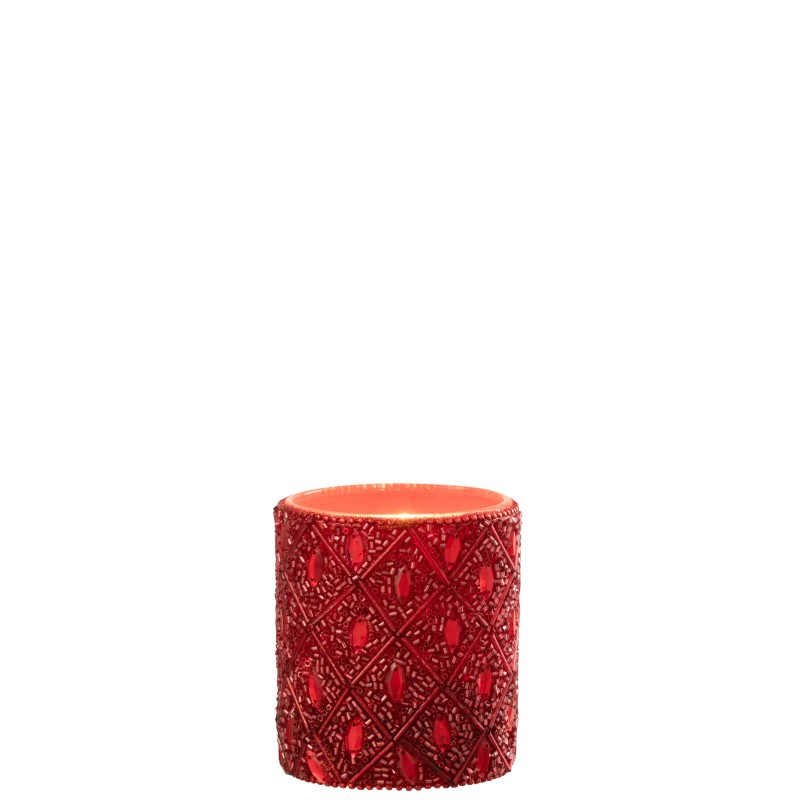 Castiçal de vidro vermelho 7,5 x 7,5 x 9 cm Castiçal de vidro vermelho 7,5 x 7,5 x 9 cm