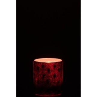 Portacandela in vetro rosso 7,5 x 7,5 x 9 cm