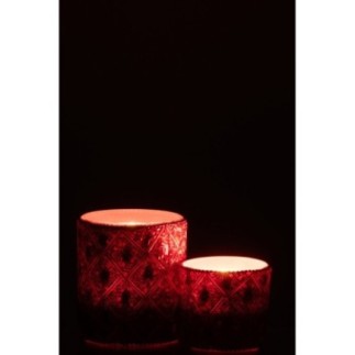 Castiçal de vidro vermelho 7,5 x 7,5 x 9 cm