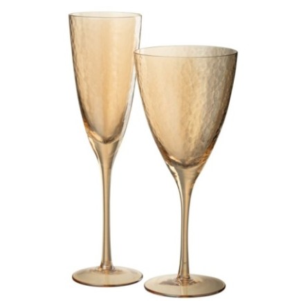 Flûte à champagne en verre doré 7x7x26 cm